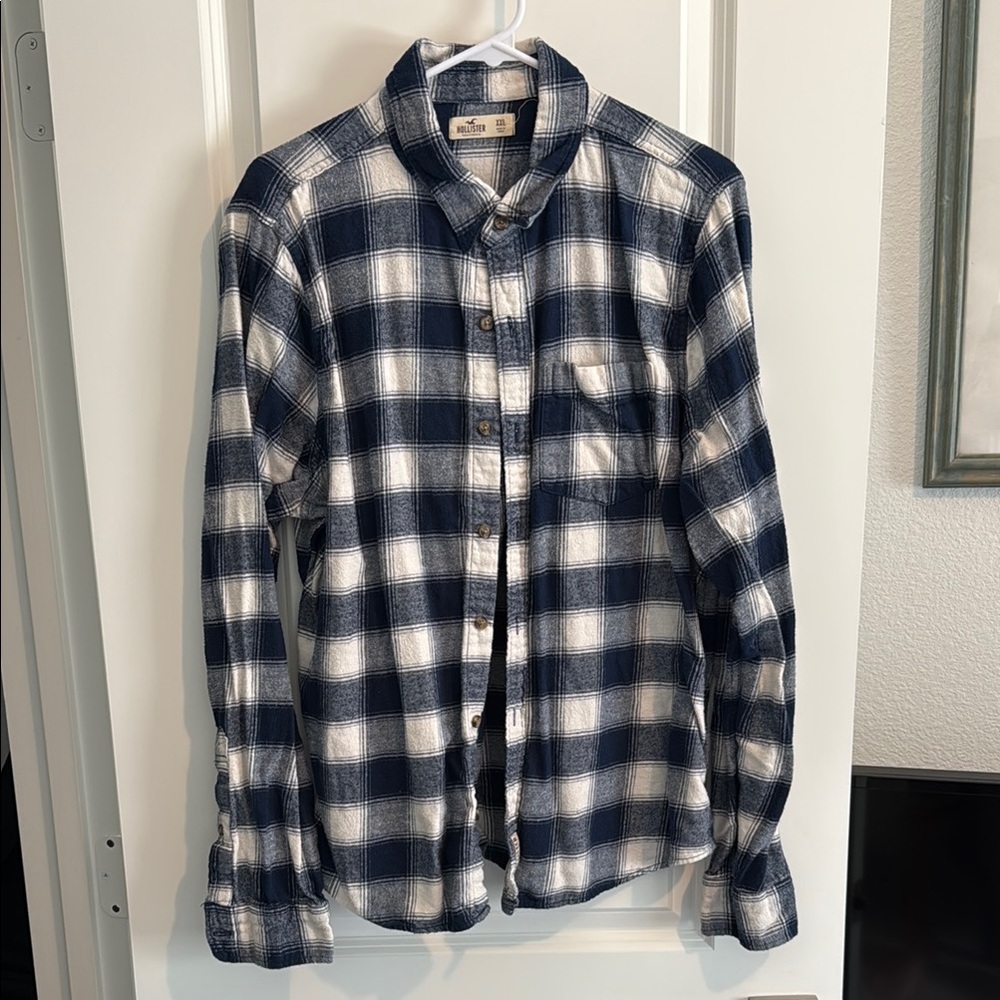 Hollister Blue and White Casual Button Down Shirt